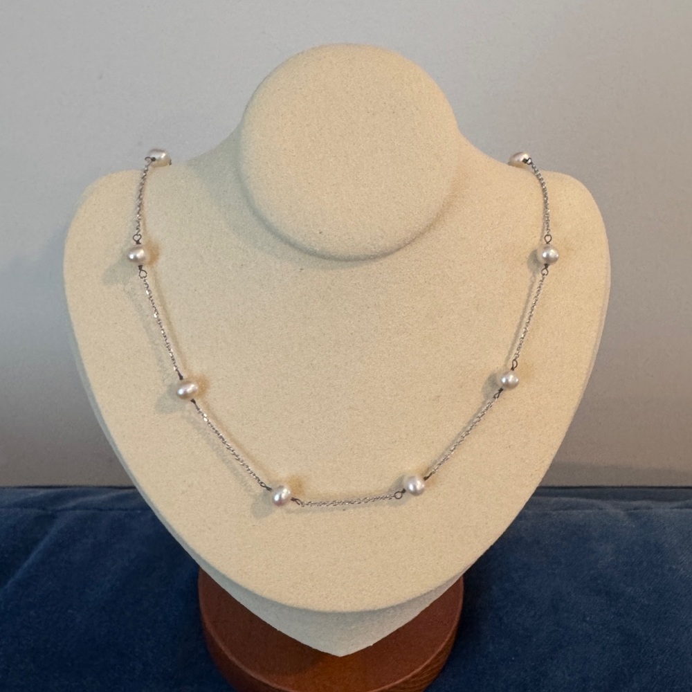 Rci 14k white gold‎ pearl dainty necklace